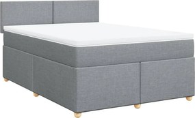 vidaXL Κρεβάτι Boxspring με Στρώμα Ανοιχτό Γκρι 140x190 εκ. Υφασμάτινο