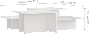 vidaXL Τραπεζάκια Σαλονιού 2 τεμ. Λευκά 111,5x50x33 εκ. Επεξεργ. Ξύλο
