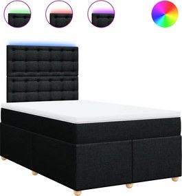 vidaXL Κρεβάτι Boxspring με Στρώμα Μαύρο 120x200 εκ. Υφασμάτινο