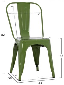 Καρέκλα MELITA C8641.13 Μεταλλική σε Light Olive Green 43x50x82Y εκ. 43x50x82 εκ.