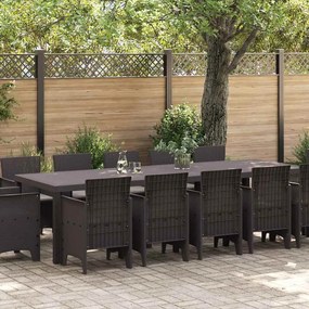 vidaXL Σέτ φαγητού για κήπο 13 pcs Καφέ και Ταπεί Πολυ ράταν