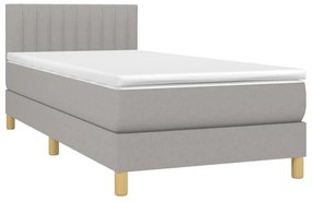 vidaXL Κρεβάτι Boxspring με Στρώμα & LED Αν.Γκρι 80x200 εκ. Υφασμάτινο