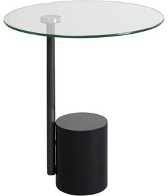 Τραπέζι Βοηθητικό Tori Γυαλί/Μέταλλο Μαύρο 46x46x53εκ. - Μαύρο