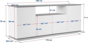 Κονσόλα Λευκό / Cadiz Δρυς BEBUN 180x44.5x75
