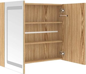 vidaXL Καθρέφτης Μπάνιου με Ντουλάπι &amp; LED Χρώμα Δρυός 80x12x68 εκ.