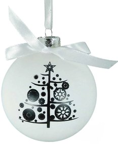 Χριστουγεννιάτικη Μπάλα Γυάλινη Άσπρη 10cm 52885a