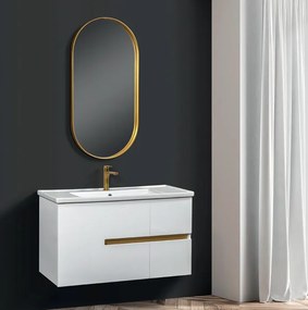 Mabo Four 100 White MDF - Βάση Με Νιπτήρα &amp; Καθρέπτη