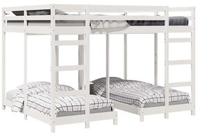 vidaXL Σκελετός Κουκέτας Τριών Επιπέδων Λευκό 160 x 200 cm