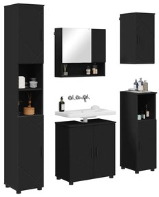vidaXL Σετ Επίπλων Μπάνιου Επιτοίχιο 5 pcs Μαύρο 61 x 35 x 64 εκ.