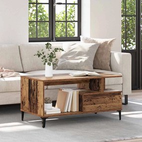 vidaXL Τραπεζάκι σαλονιού with Drawer Παλαιό ξύλο 90 x 49 x 45 εκ