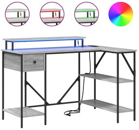 vidaXL Γραφείο Γκρι sonoma 120 x 79 x 86.5 εκ. Επεξεργασμένο ξύλο