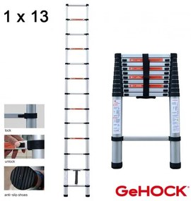 Τηλεσκοπική Σκάλα Αλουμινίου 13 Σκαλιών 9350380 GeHOCK 9350380