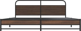 vidaXL Σκελετός Κρεβ. Χωρίς Στρώμα Καφέ Δρυς 193x203 εκ. Μεταλλικό