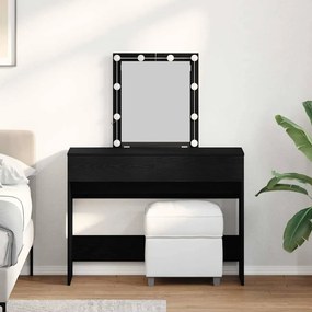 vidaXL Τουαλέτα με Καθρέφτη και LED Φώτα Μαύρη Δρύς Επεξεργασμένου Ξύλου
