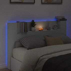vidaXL Κεφαλάρι Ντουλάπι με LED με ράφι Λευκός 160 x 16,5 x 103,5 cm