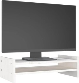 vidaXL Βάση Οθόνης Λευκή 50 x 27 x 15 εκ. από Μασίφ Ξύλο Πεύκου
