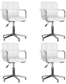 Καρέκλες Τραπεζαρίας Περιστρεφόμενες 4 τεμ. Λευκές Δερματίνη - Λευκό