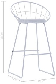 Καρέκλες Μπαρ 2 τεμ. Λευκές από Συνθετικό Δέρμα - Λευκό