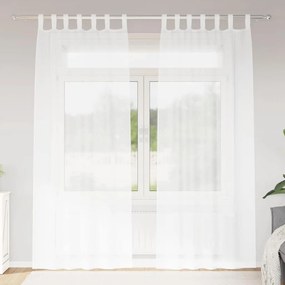 vidaXL Κουρτίνες με κουρτίνες 2 pcs Λευκό 140 x 245 εκ. Πολυεστέρας