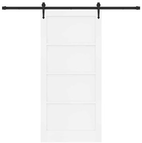 vidaXL Συρόμενη Πόρτα Χειροκίνητος Λευκό 93 x 202 cm Μασίφ ξύλο πεύκου