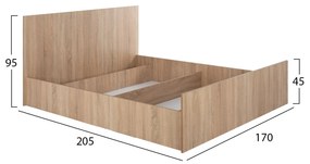 Κρεβάτι Adler Μελαμίνης Διπλό Για Στρώμα 160x200εκ. Sonoma Oak