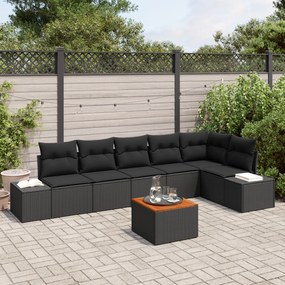 vidaXL Σετ Καναπέ Κήπου 7 pcs Μαύρο Ρατάν πολυαιθυλενίου & Ατσάλι