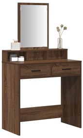 vidaXL Τραπέζι Μακιγιάζ με Συρτάρια Καφέ Δρυς 79x41x140 εκ.