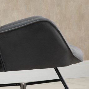 HOMCOM Κουνιστή πολυθρόνα με καπιτονέ, ξύλινες βάσεις, όψη βελούδου, έως 150 kg, σκούρο γκρι