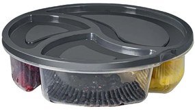 Δοχεία Φαγητού (Σετ 8Τμχ) 964FRM1199 21x21x5cm Clear-Anthracite Hermia Πλαστικό