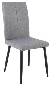 Καρέκλα Μεταλλική MINA Μαύρη/Ύφασμα Grey-Brown 43x56x97cm (Σετ 6 ΤΕΜ)