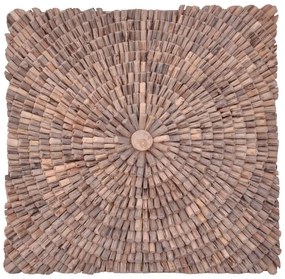 Wall decoration Wallen teak wood in natural shade 100x100x5cm 10x200x25 εκ.