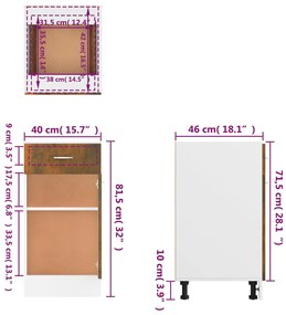 Έπιπλο Με Συρτάρι Καπνιστή Δρυς 40x46x81,5 εκ. Επεξεργ. Ξύλο - Καφέ