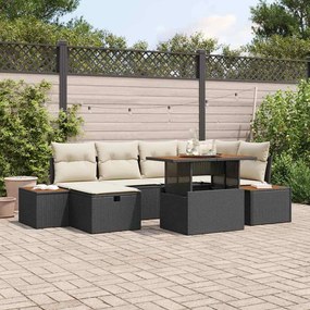 vidaXL Σετ Καναπέ Κήπου Ρυθμιζόμενο ύψος 7 pcs Μαύρο συνθετικό ρατάν