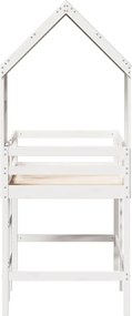 vidaXL Υπερυψ. Κρεβάτι Λευκό 90x190 εκ. Μασίφ Πεύκο με Σκάλα / Οροφή