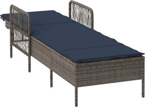vidaXL Ξαπλώστρα συνθετικό ρατάν Γκρι και Navy Blue