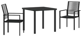 vidaXL Σέτ φαγητού για κήπο 3 pcs Μαύρο Χάλυβας με επίστρωση πούδρας