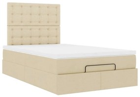 vidaXL Οθωμανικό κρεβάτι με στρώμα Cream 120x200cm ύφασμα