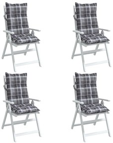 vidaXL Μαξιλάρια Καρέκλας με Ψηλή Πλάτη 4 τεμ. Γκρι Καρό Ύφασμα Oxford