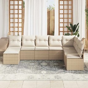 vidaXL Σετ Καναπέ Κήπου 8 pcs Μπεζ Πολυ ράταν