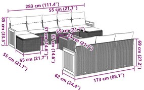 vidaXL Σαλόνι Κήπου Σετ 11 Τεμαχίων Μαύρο Συνθετικό Ρατάν με Μαξιλάρια