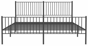 vidaXL Πλαίσιο Κρεβατιού με Κεφαλάρι&amp;Ποδαρικό Μαύρο 193x20 εκ. Μέταλλο