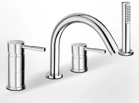La Torre Tech Chrome Μπαταρία Λουτρού  4 Οπών Με Τηλέφωνο Anticalcare &amp; Άθραυστο Σπιράλ 2m. Προβολή Ρουξουνιού 21 εκ. 12870-100