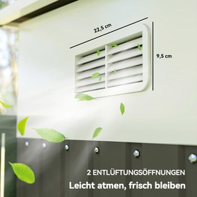 Outsunny Μεταλλικό Υπόστεγο Αποθήκευσης Κήπου, Επικλινής Στέγη, Διπλή Πόρτα που Κλειδώνει, 2,8 x 3,45 x 2,01m, Γκρι