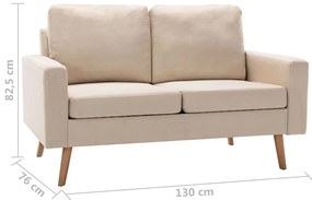 vidaXL Καναπές Διθέσιος Κρεμ Υφασμάτινος