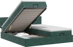 vidaXL Κρεβάτι Ottoman με στρώμα 2 pcs Σκούρο Πράσινο Βελούδο