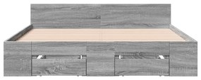 vidaXL Πλαίσιο Κρεβατιού με συρτάρια Γκρι sonoma 135x190εκ. Επεξ. Ξύλο