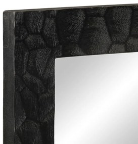 vidaXL Καθρέφτης Μπάνιου Μαύρος 50x70x2,5 εκ. Μασίφ Ξύλο Μάνγκο/Γυαλί