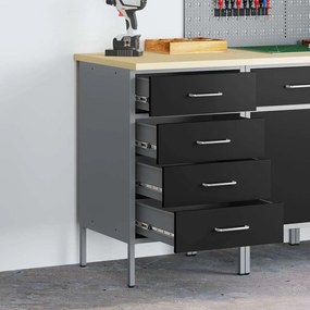 vidaXL Πάγκος Εργασίας με συρτάρι Μαύρο και γκρι 50 x 55 x 85 εκ.