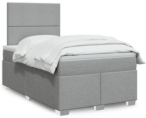 vidaXL Κρεβάτι Boxspring με Στρώμα Ανοιχτό Γκρι 120x190 εκ. Υφασμάτινο