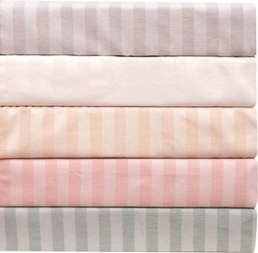Σετ Σεντόνια Μονά Με Λάστιχο 100x200+25 Polycotton Σατέν ριγέ 850 Εκρού